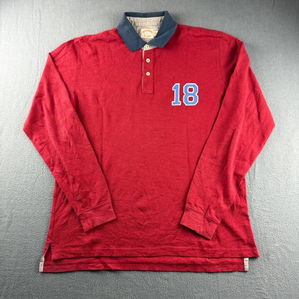 Brooks Brothers Rugby Shirt Men's L Red #18 Polo Performance Knit Y2K Jersey